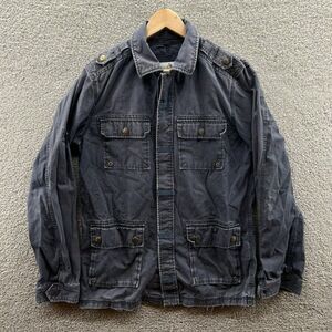 Fossil Navy Blue Army Chore Coat Sport Jacket Button Pockets Size Medium